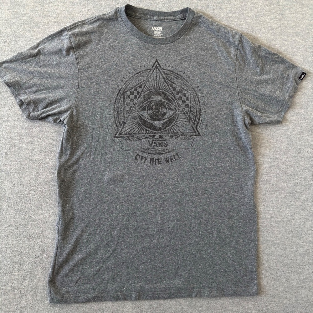 Vans Mens Graphic T-Shirt Gray All Seeing Eye Triangle Skate Tee Medium